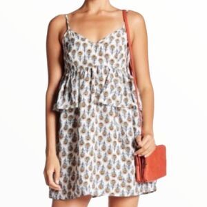 EC OAT+FAWN TIERED PEACOCK FEATHER DRESS SZ.S